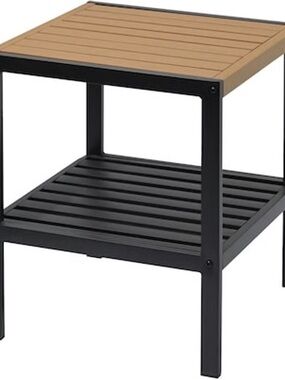 Life At Home - Modern Black Frame Side Table with Natural Wood Top